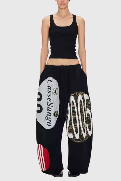 Meilani Deconstructed Patchwork Pants - Black