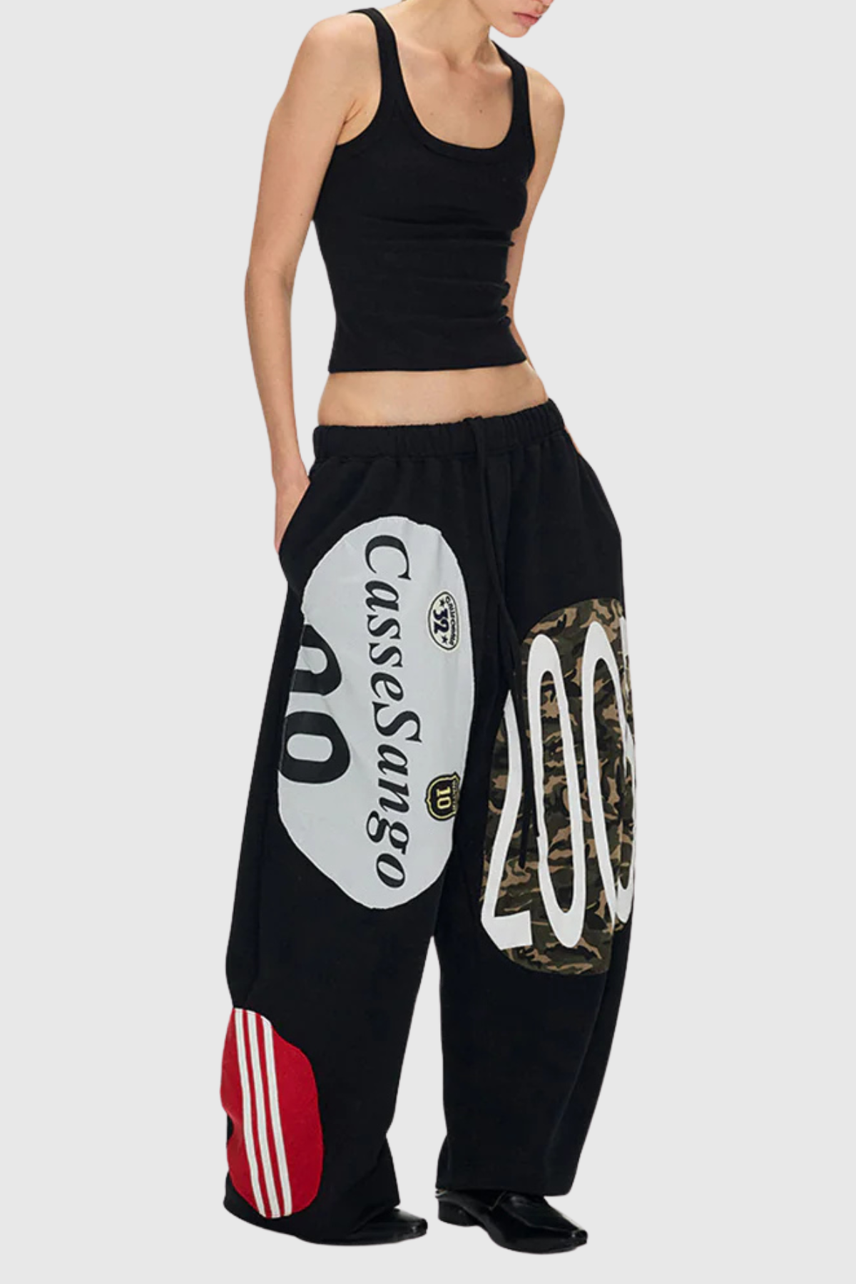 Meilani Deconstructed Patchwork Pants - Black