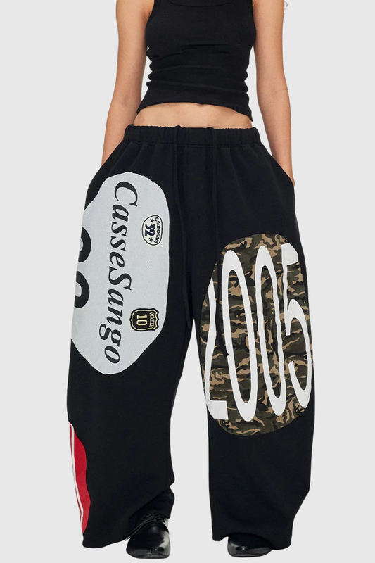 Meilani Deconstructed Patchwork Pants - Black