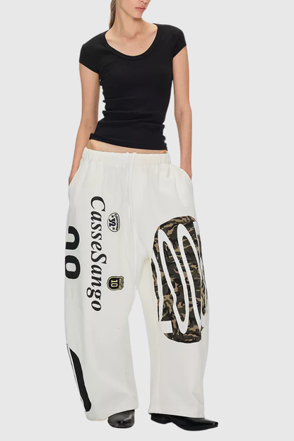 Meilani Deconstructed Patchwork Pants - White