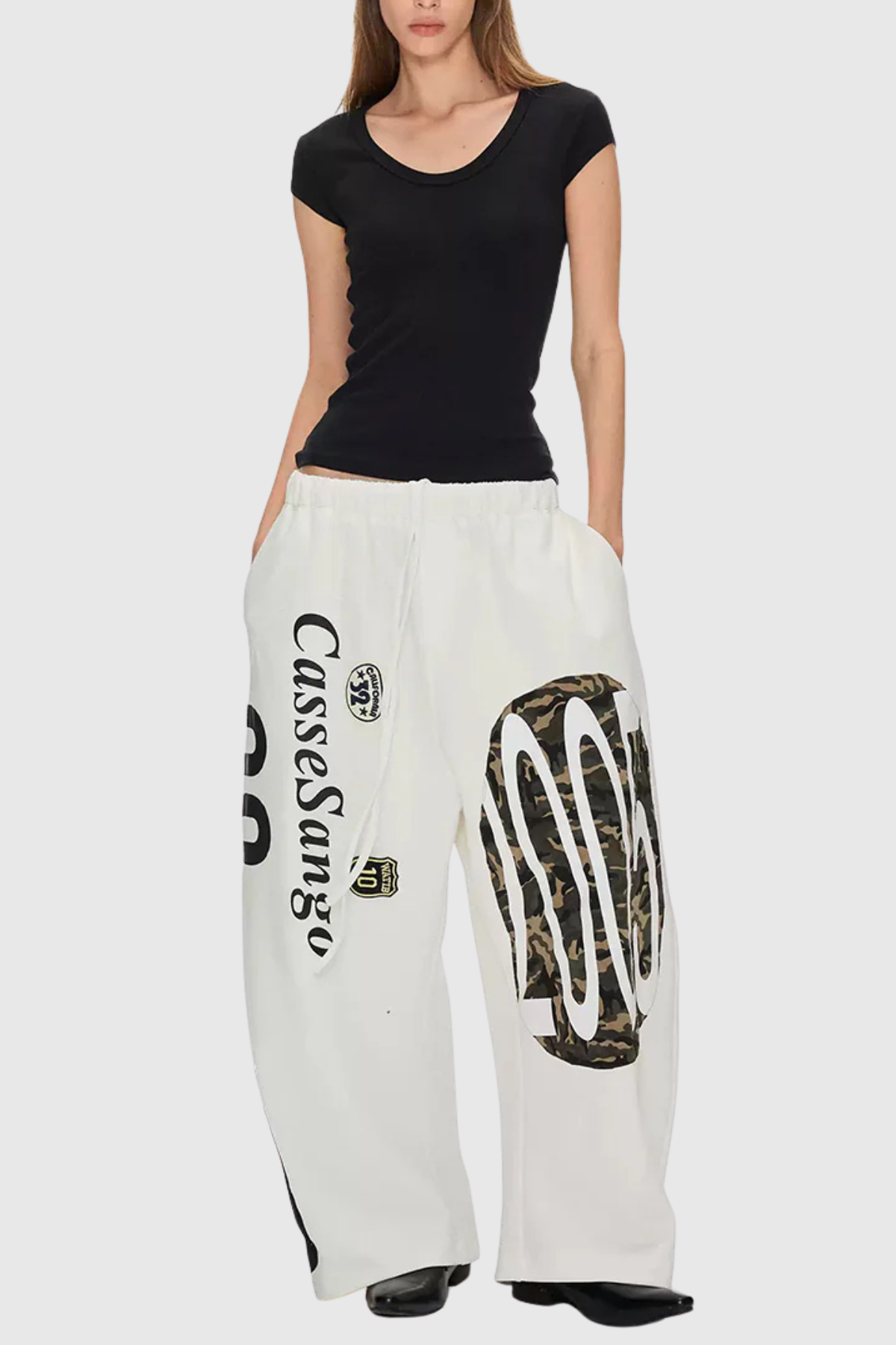 Meilani Deconstructed Patchwork Pants - White