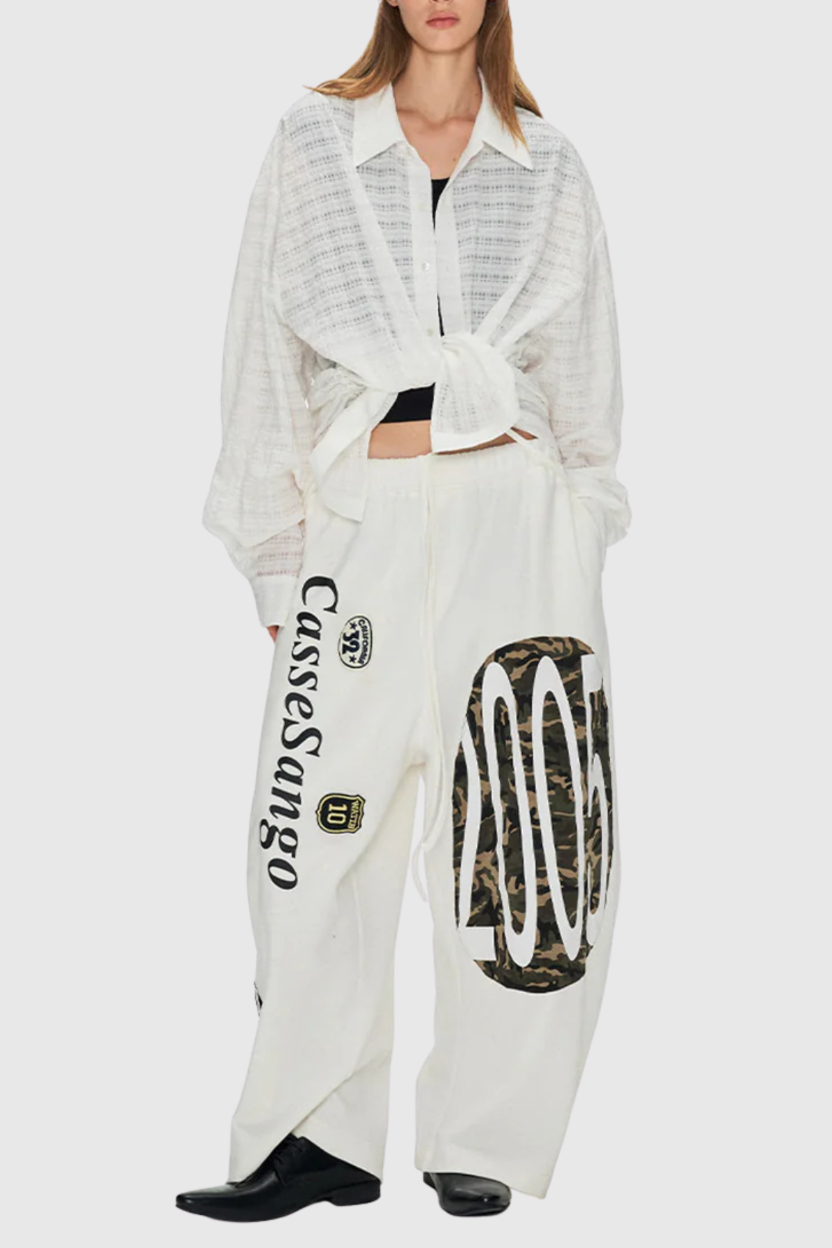 Meilani Deconstructed Patchwork Pants - White