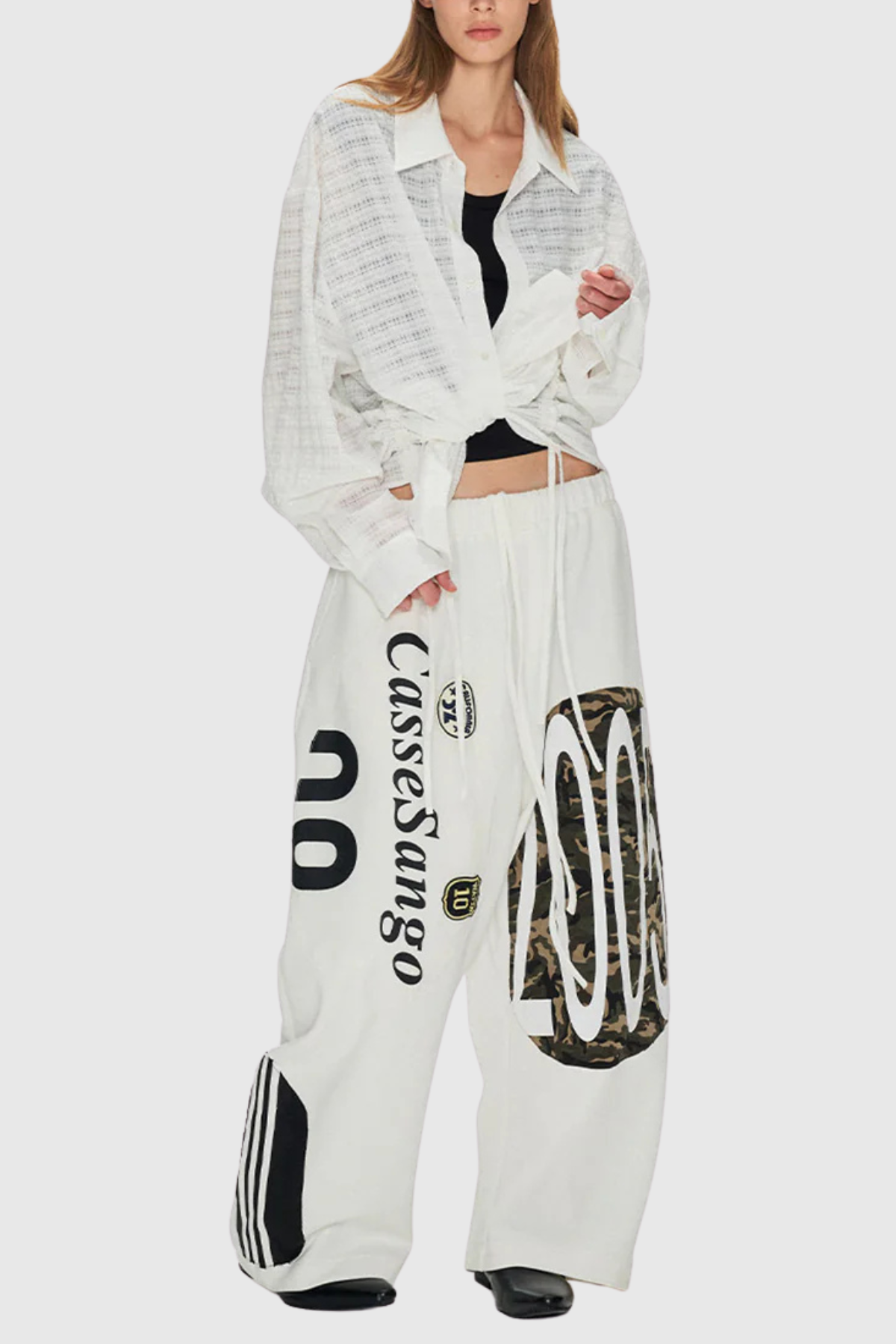 Meilani Deconstructed Patchwork Pants - White