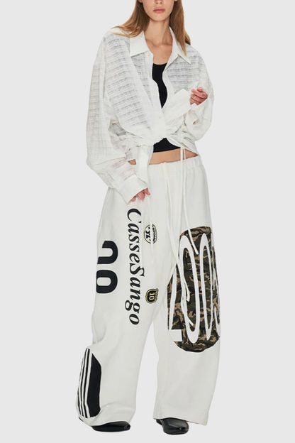Meilani Deconstructed Patchwork Pants - White