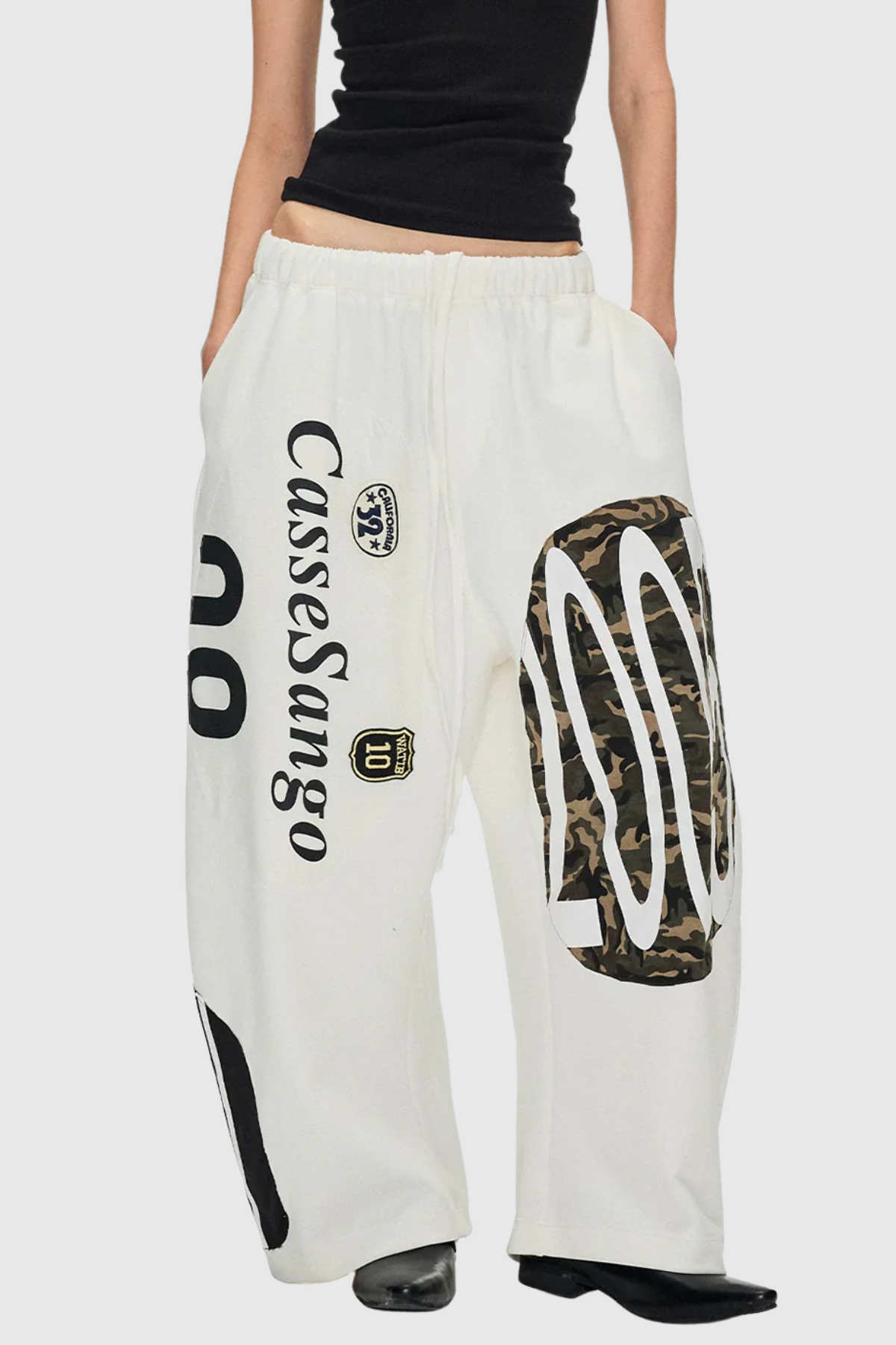 Meilani Deconstructed Patchwork Pants - White