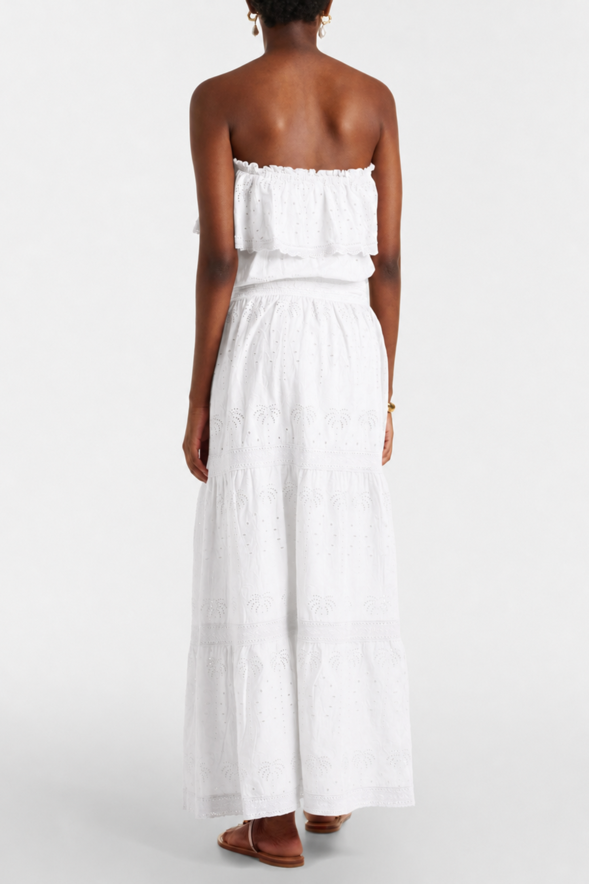 Melinda Off Shoulder Broderie Maxi Dress - White