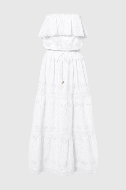 Melinda Off Shoulder Broderie Maxi Dress - White