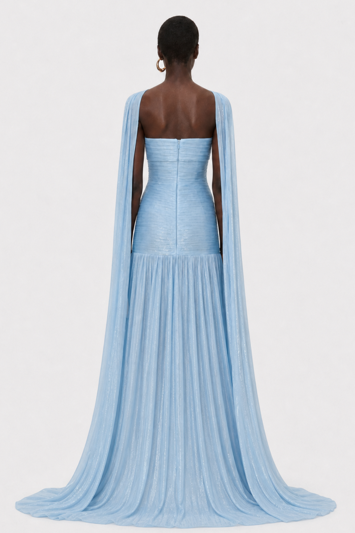 Melora Strapless Glossy Ruched Maxi Dress