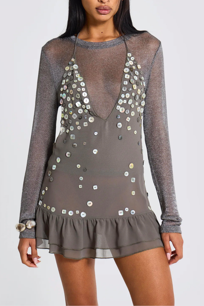 Melusa Halter Buttoned Mini Dress