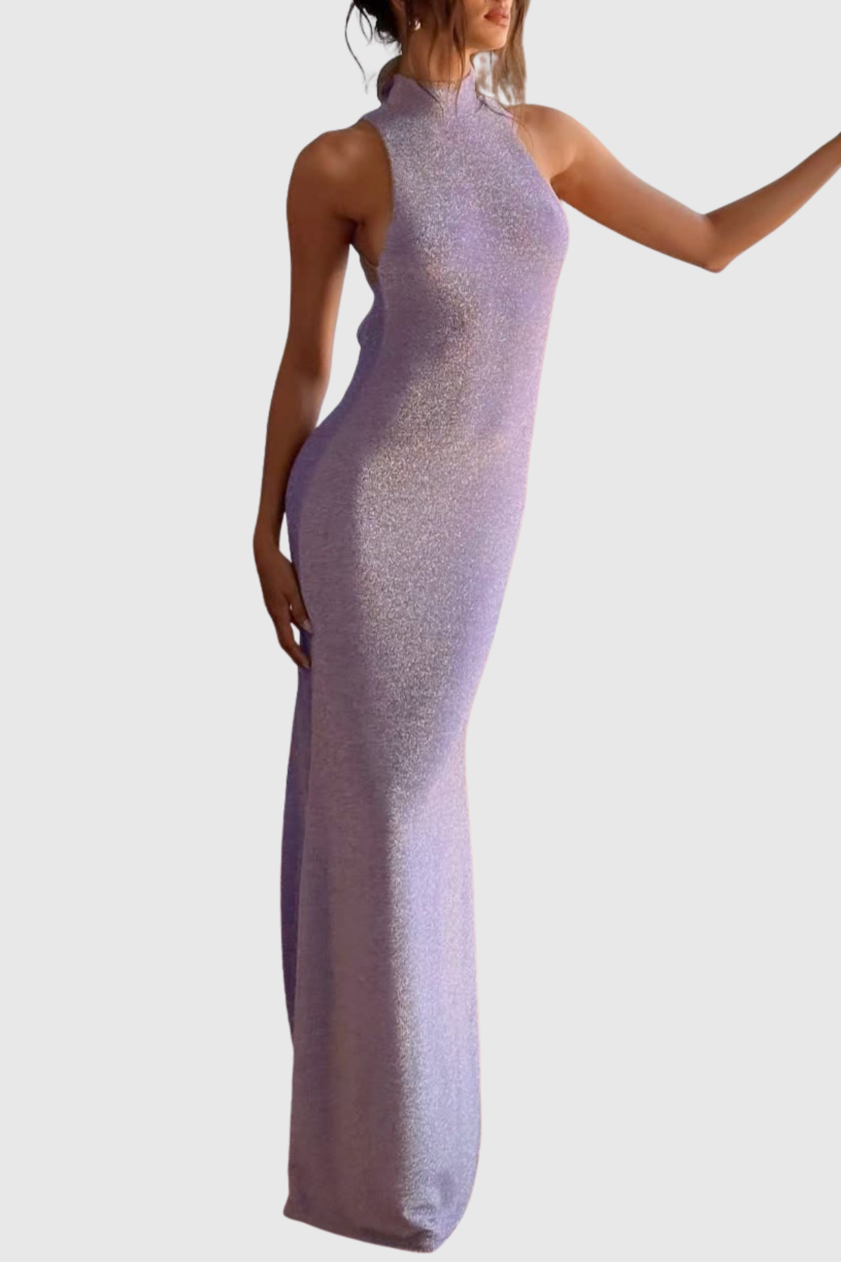 Mercer Glitter Sleeveless Backless Maxi Dress