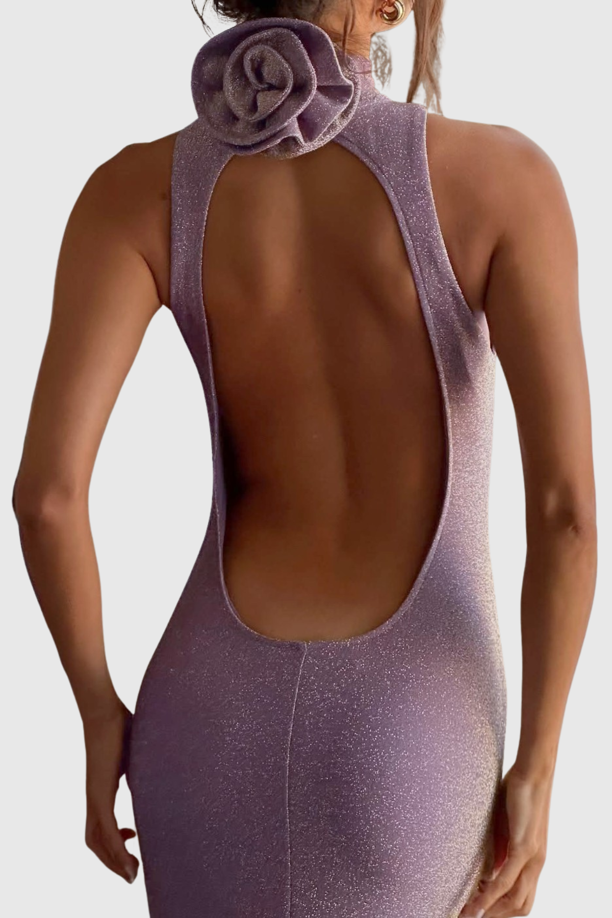 Mercer Glitter Sleeveless Backless Maxi Dress