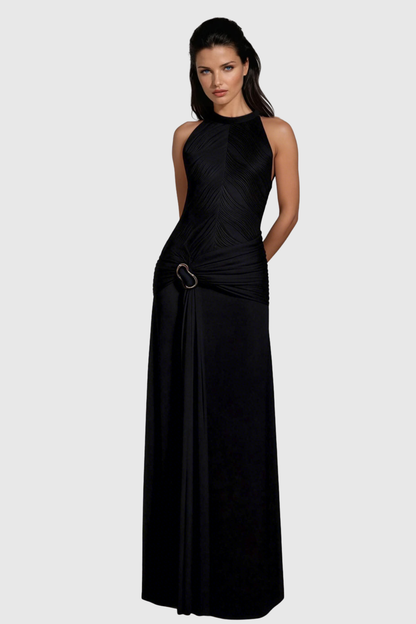 Meric Sleeveless Draped Maxi Dress - Black