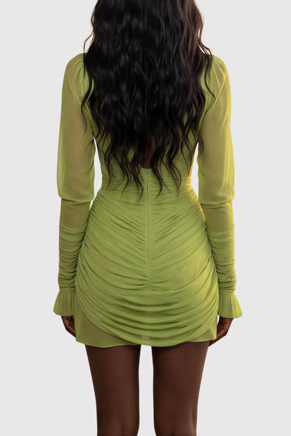 Merida Asymmetric Ruched Mini Dress