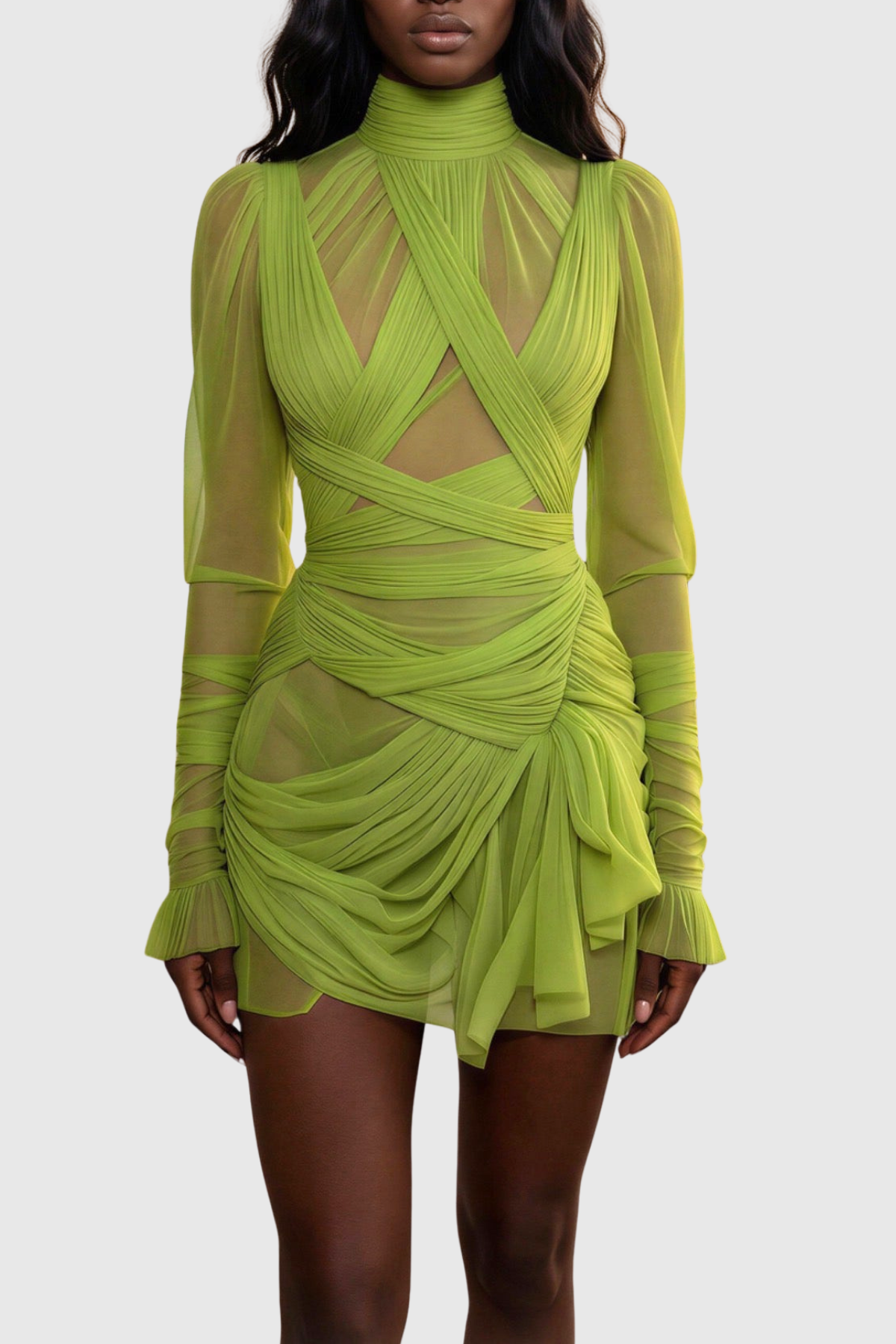 Merida Asymmetric Ruched Mini Dress