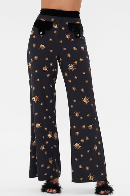 Merita Star Embroidered Feather Blazer & Pants Set