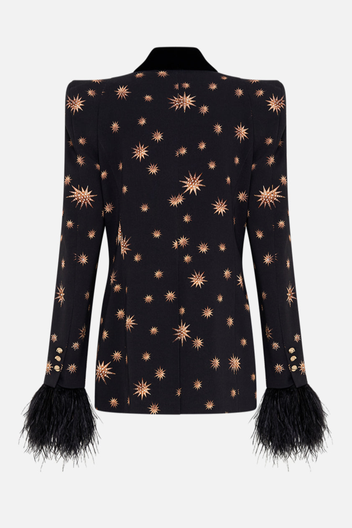 Merita Star Embroidered Feather Blazer & Pants Set