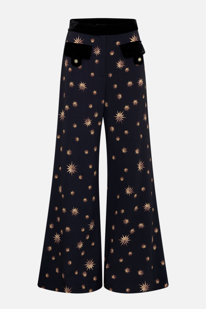Merita Star Embroidered Feather Blazer & Pants Set