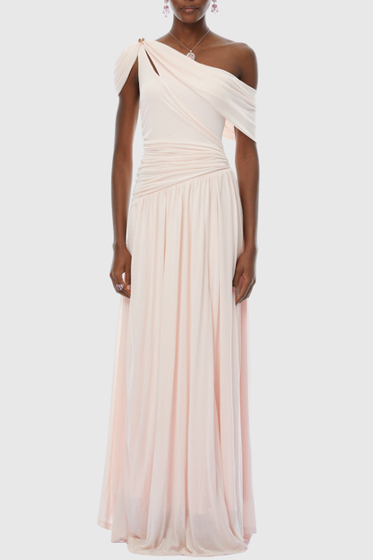 Merlin Asymmetric Ruched Maxi Dress - Pink