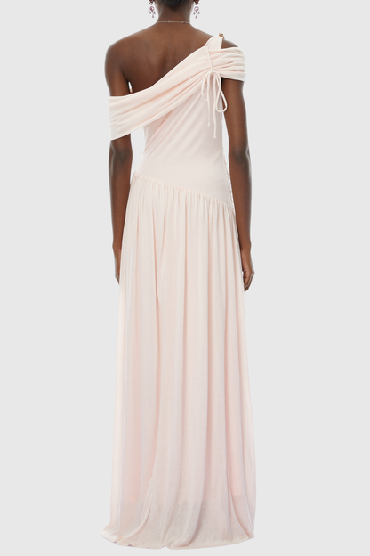 Merlin Asymmetric Ruched Maxi Dress - Pink