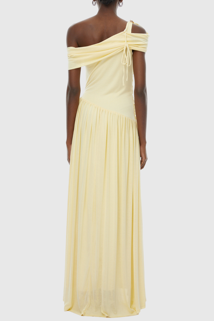 Merlin Asymmetric Ruched Maxi Dress - Yellow