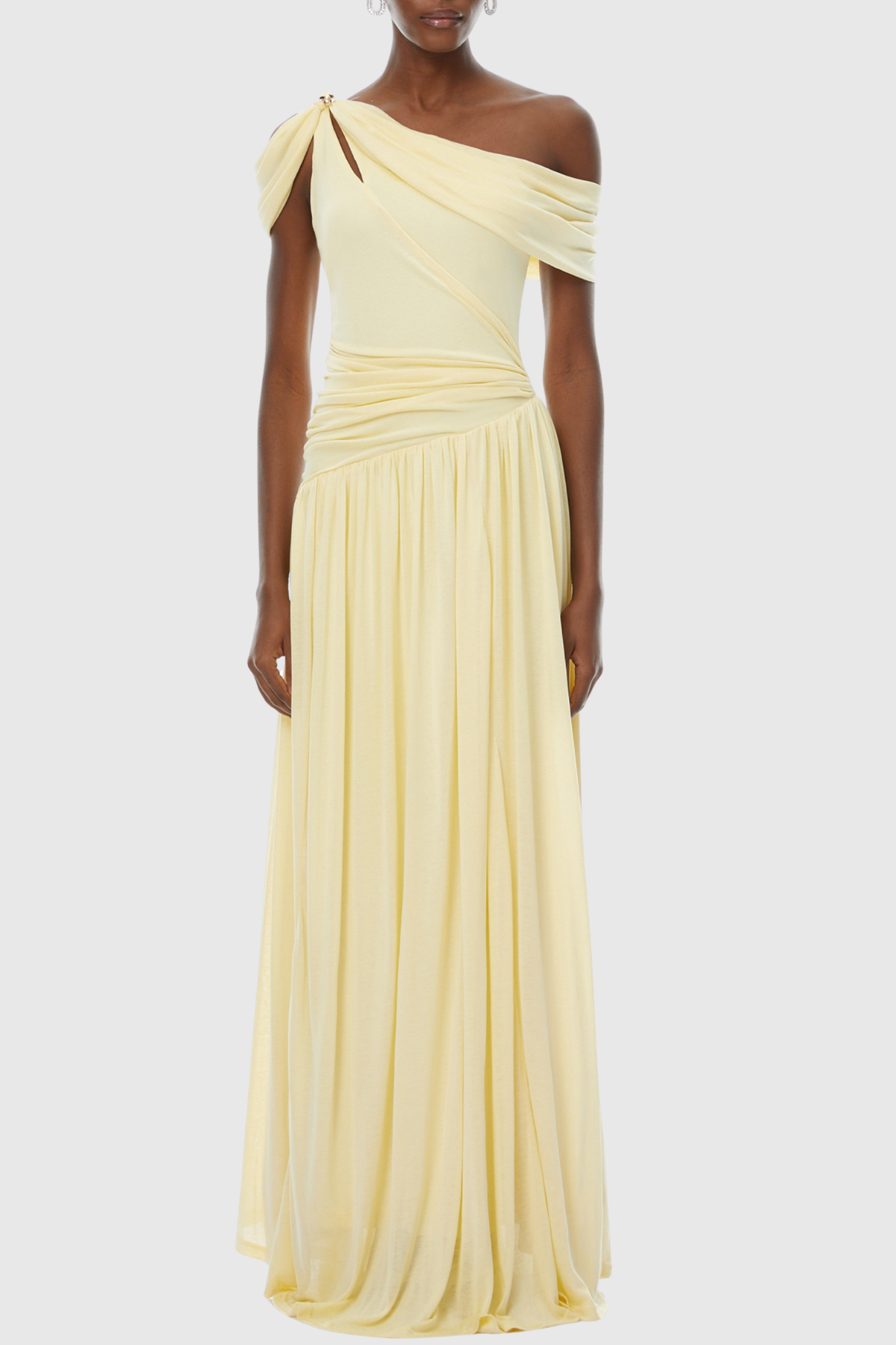 Merlin Asymmetric Ruched Maxi Dress - Yellow