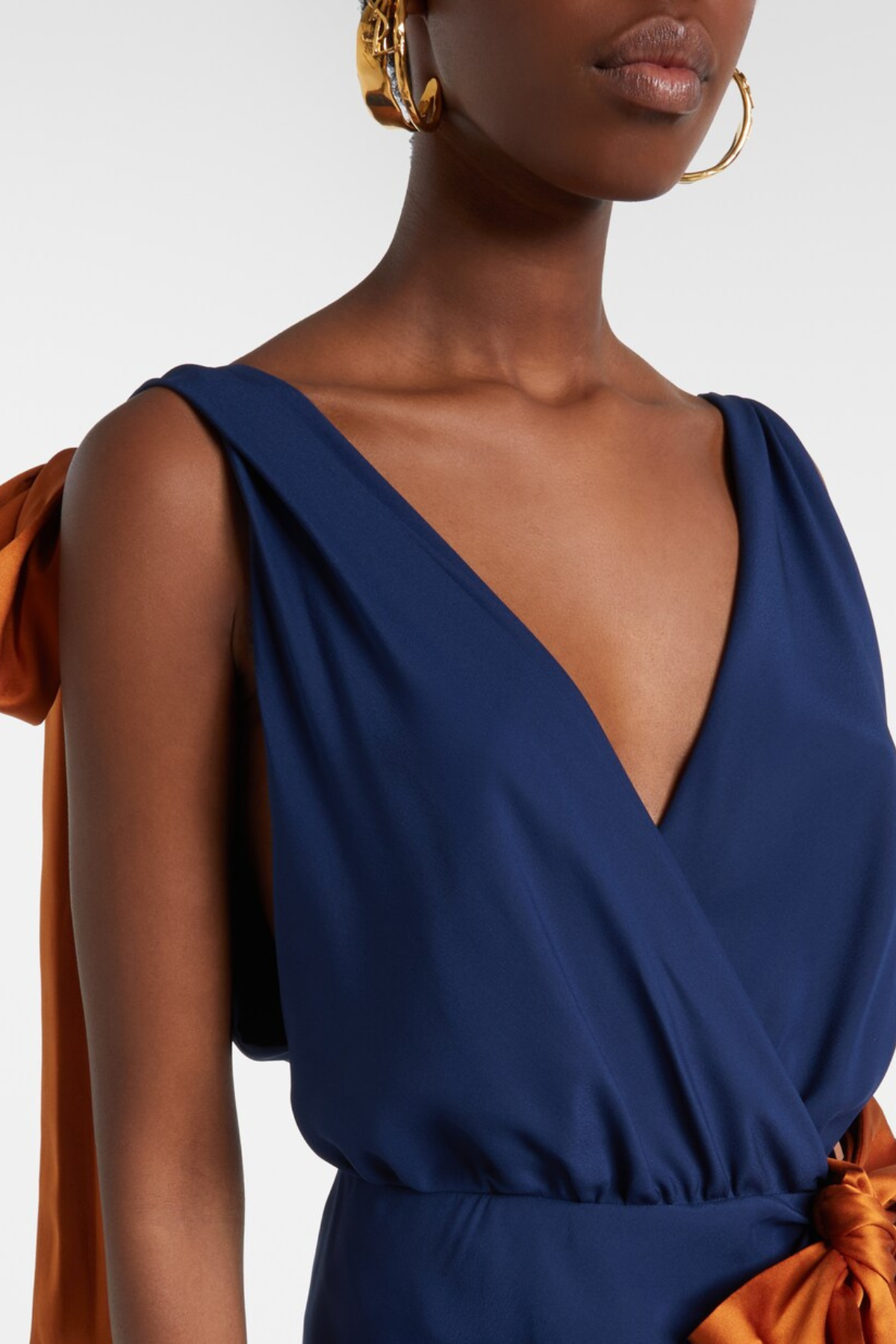 Merric Bow Embellished Contrast Maxi Dress