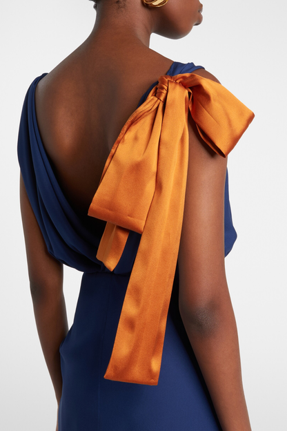Merric Bow Embellished Contrast Maxi Dress