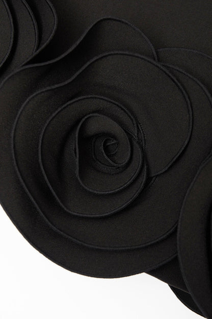 Miamor Floral Appliqué Mini Dress - Black