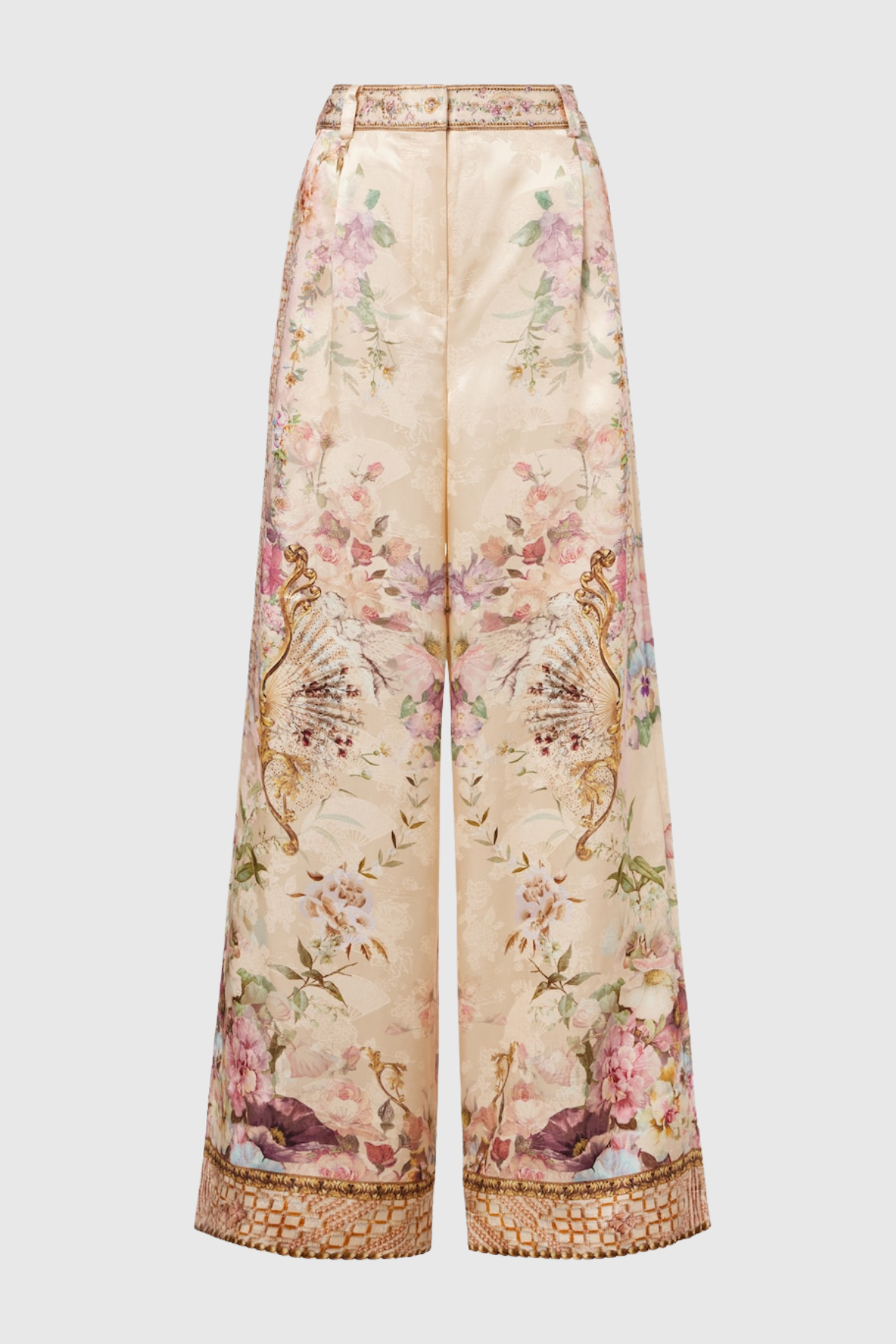 Mibara Floral Print Lace Trim Blouse