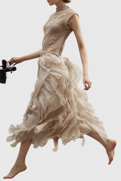 Midora Sleeveless Knit Ruffle Maxi Dress