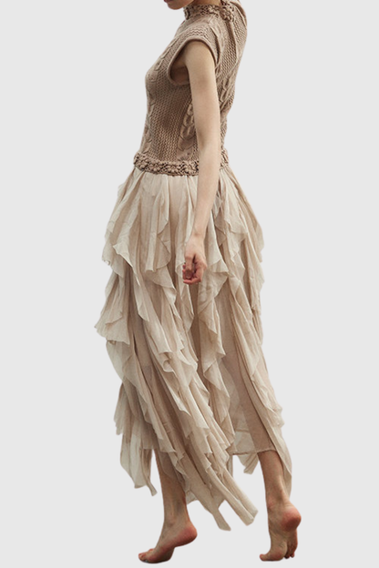Midora Sleeveless Knit Ruffle Maxi Dress