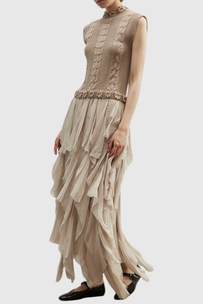 Midora Sleeveless Knit Ruffle Maxi Dress