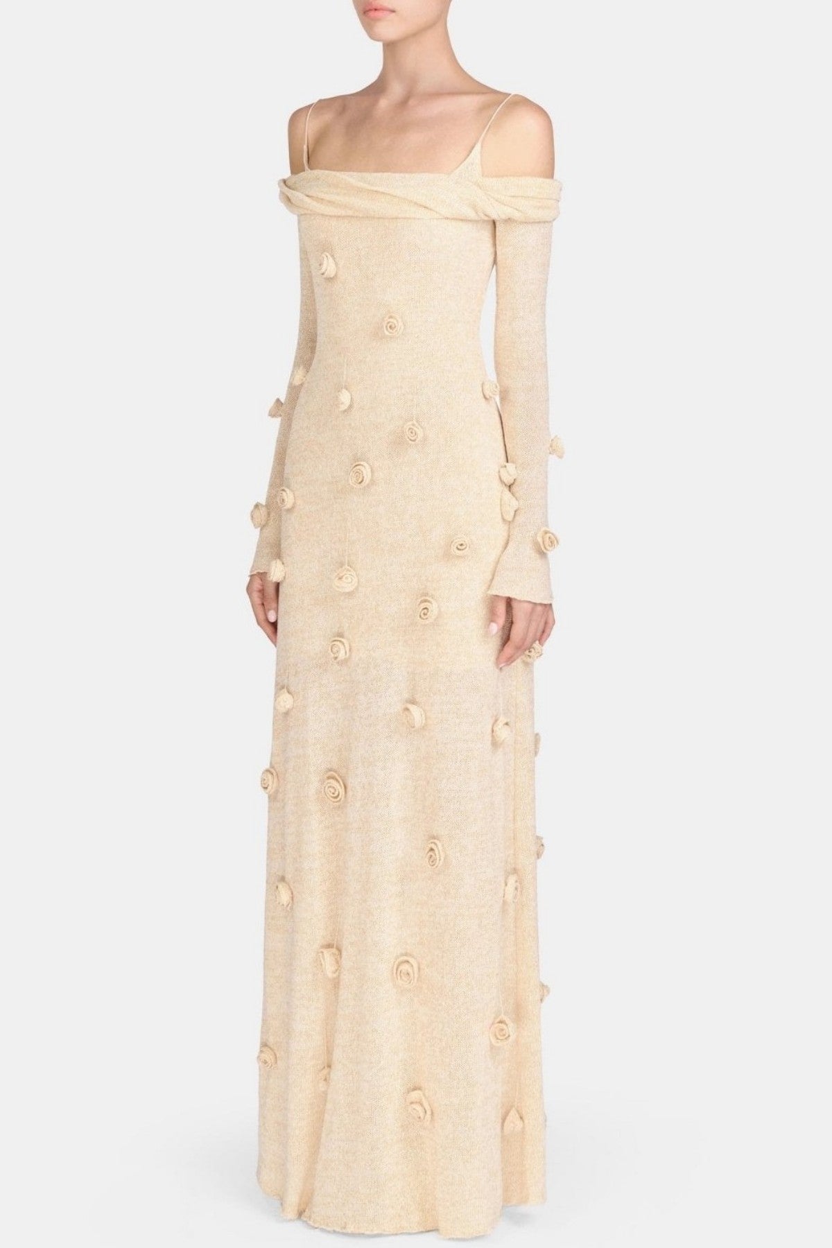 Mihi Floral Off Shoulder Knit Maxi Dress