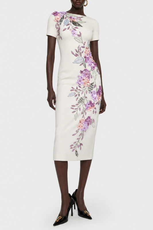 Mikaela Floral Sequin Midi Dress