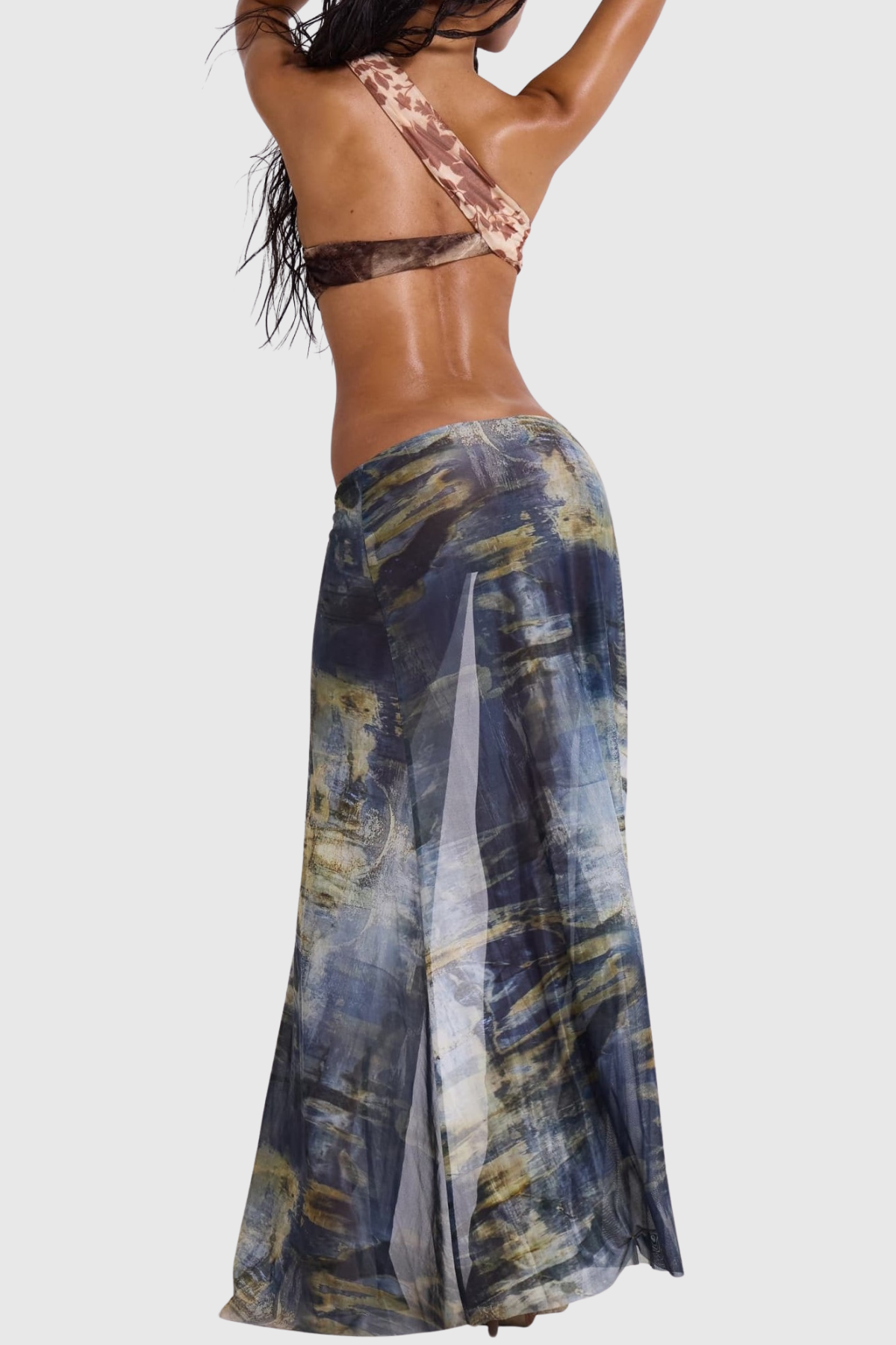 Mikki Asymmetric Print Cutout Maxi Dress