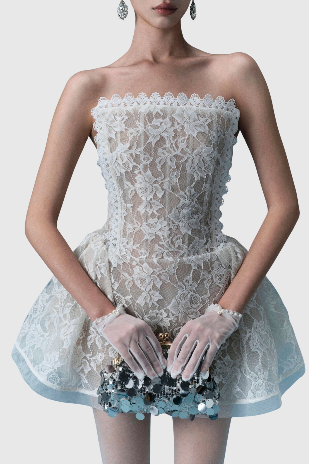 Millera Strapless Lace Mini Dress