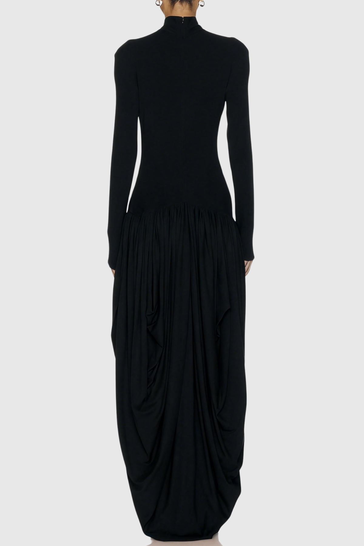 Miltrz Draped Slit Maxi Dress - Black
