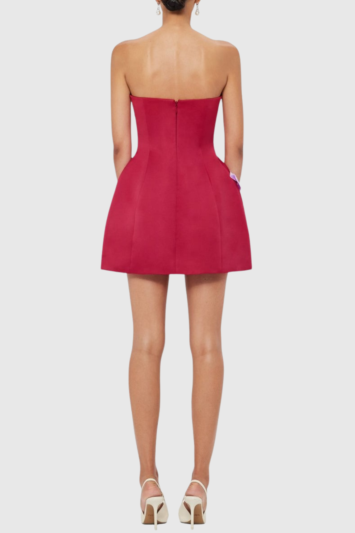 Mimoza Floral Appliqué Strapless Mini Dress - Hot Pink