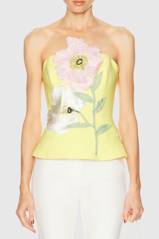 Mimoza Floral Appliqué Top