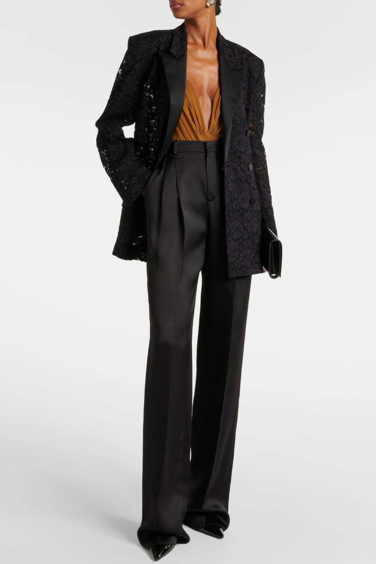 Minna Satin Trim Lace Blazer