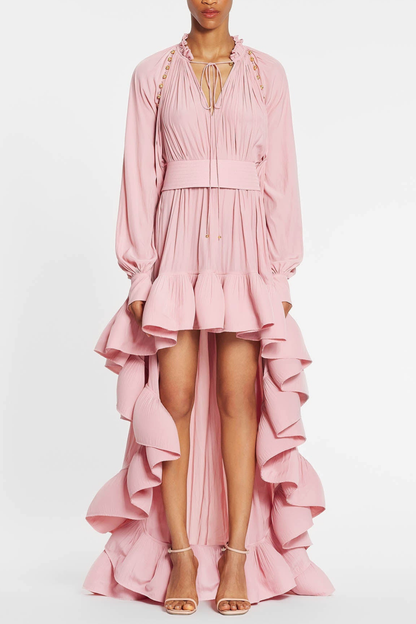 Mioya Asymmetric Ruffle Maxi Dress