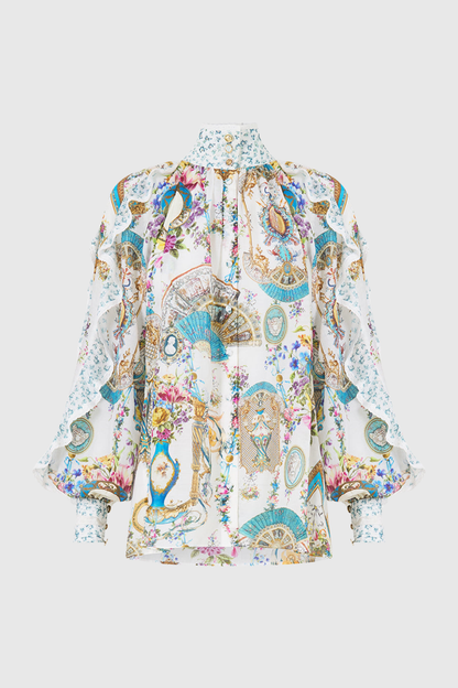 Miraba Print Frill Sleeve Blouse