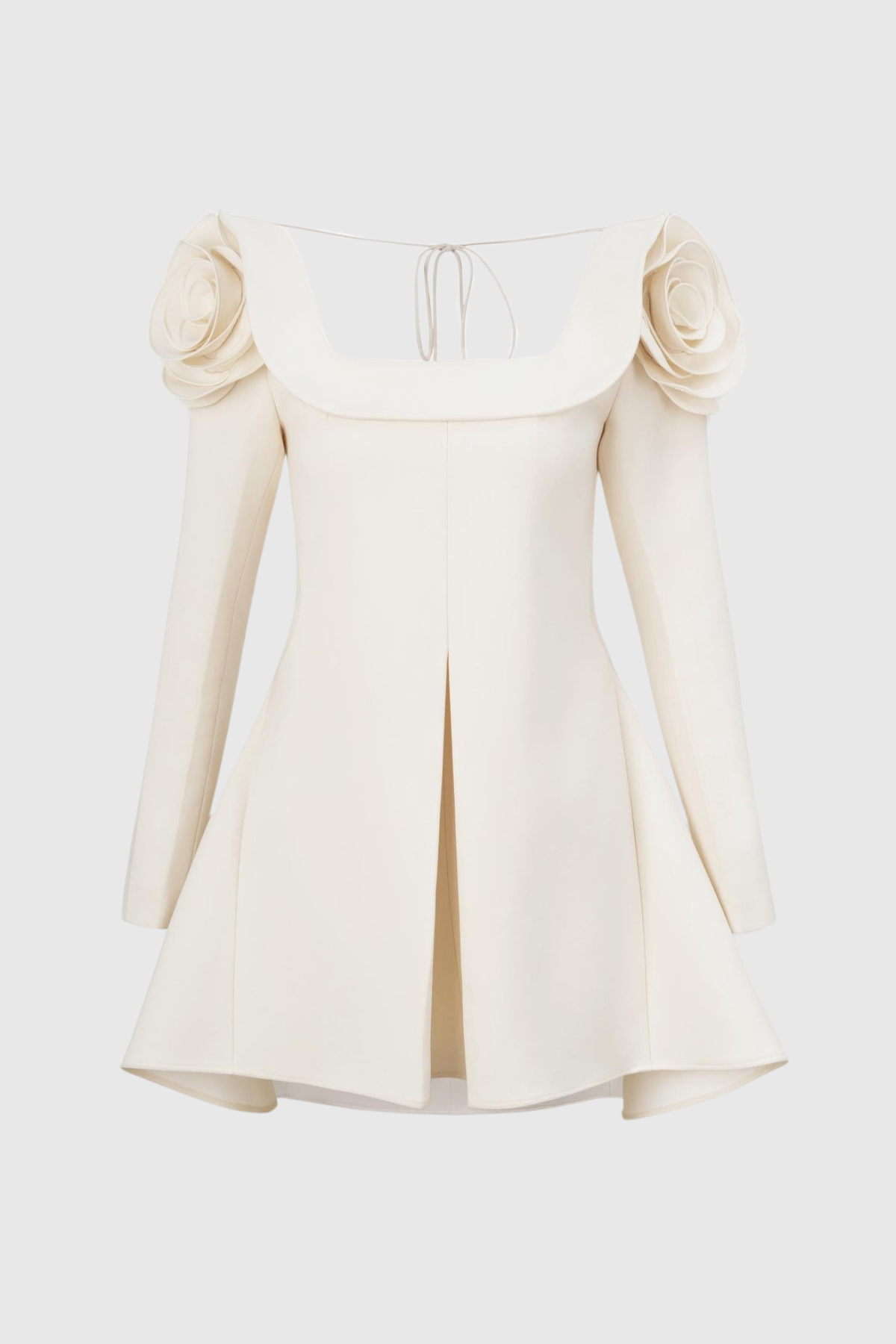 Mirela Floral Appliqué Square Neckline Mini Dress