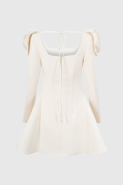 Mirela Floral Appliqué Square Neckline Mini Dress