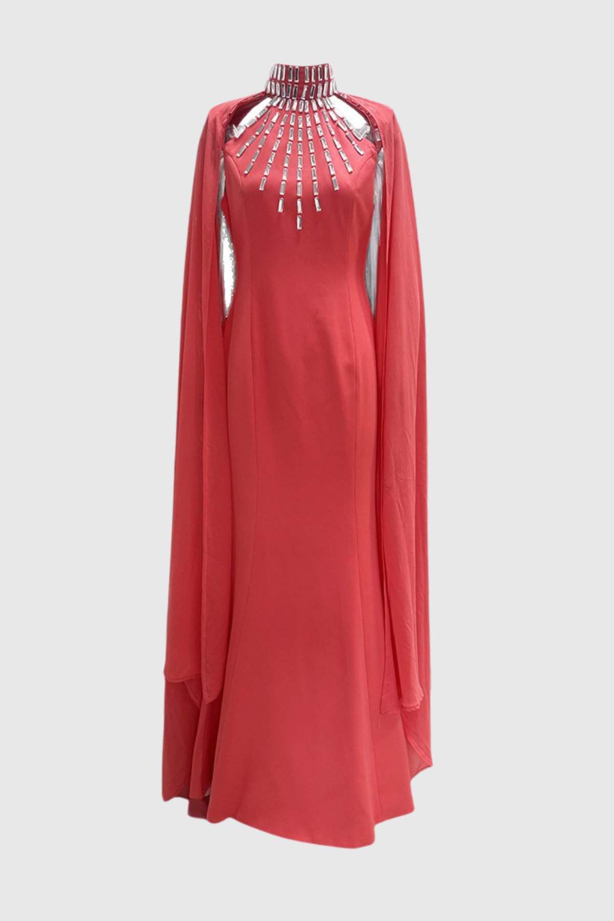 Mirren Crystal Cape Sleeve Maxi Dress