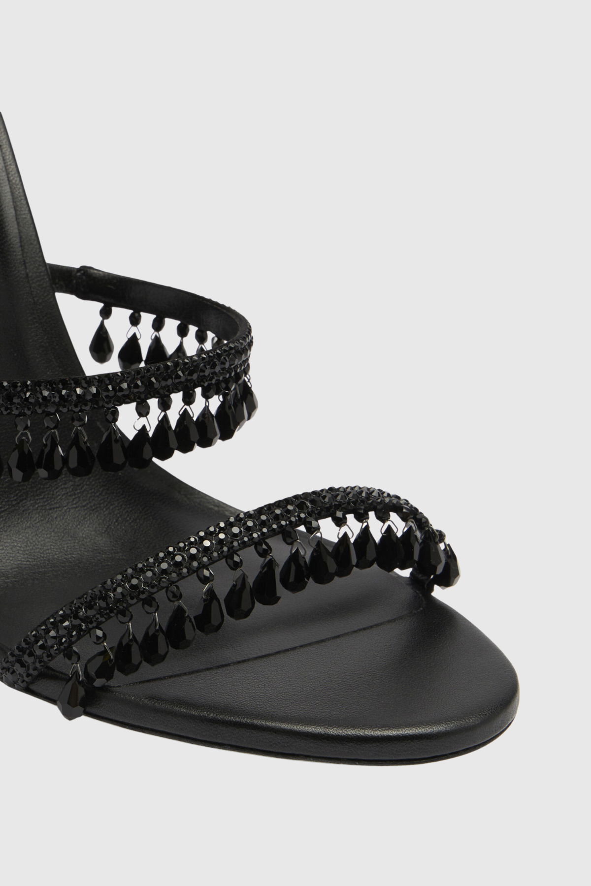 Mistya Rhinestone Ankle Wrap Heel Sandals - Black