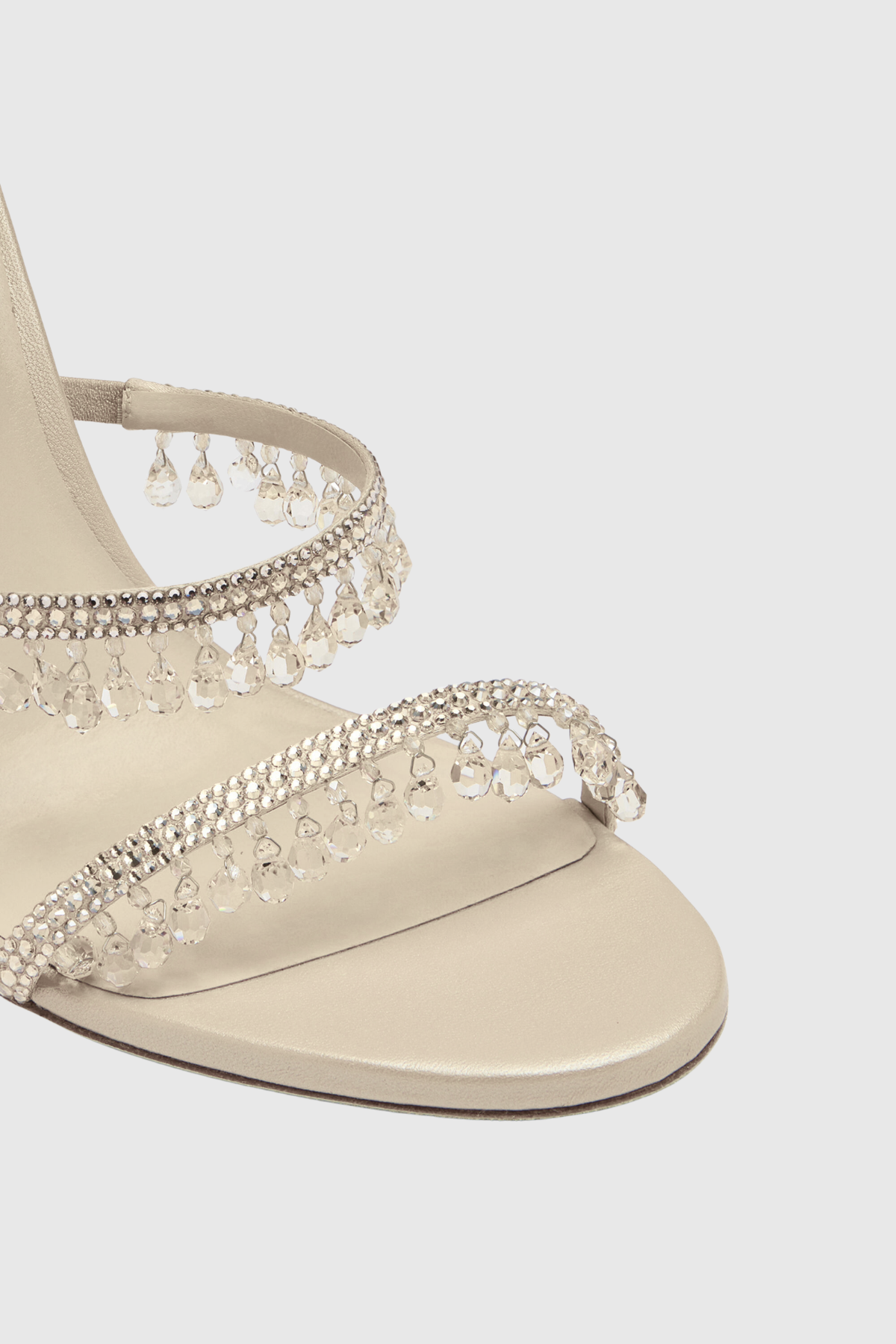 Mistya Rhinestone Ankle Wrap Heel Sandals - Champagne