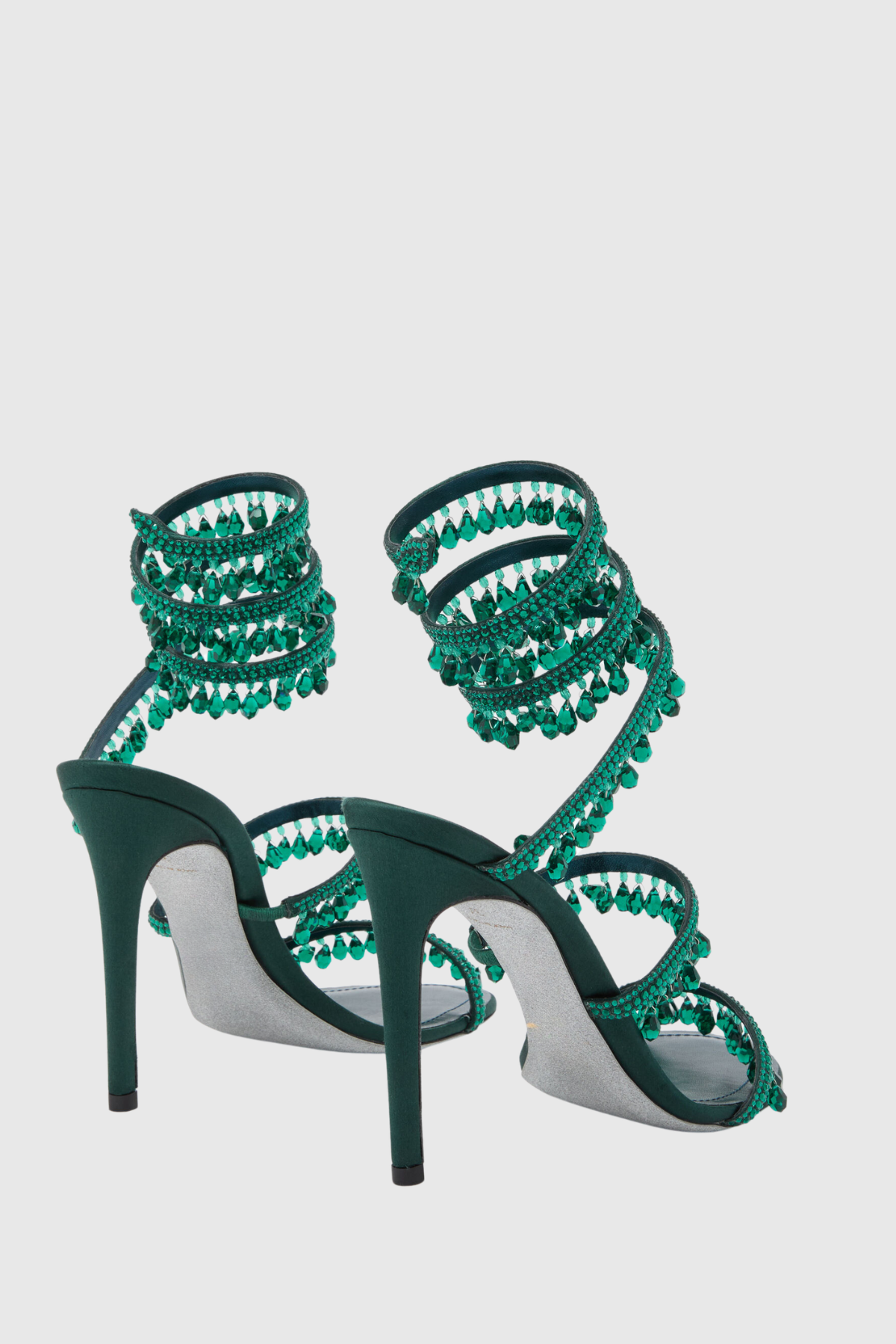 Mistya Rhinestone Ankle Wrap Heel Sandals - Green