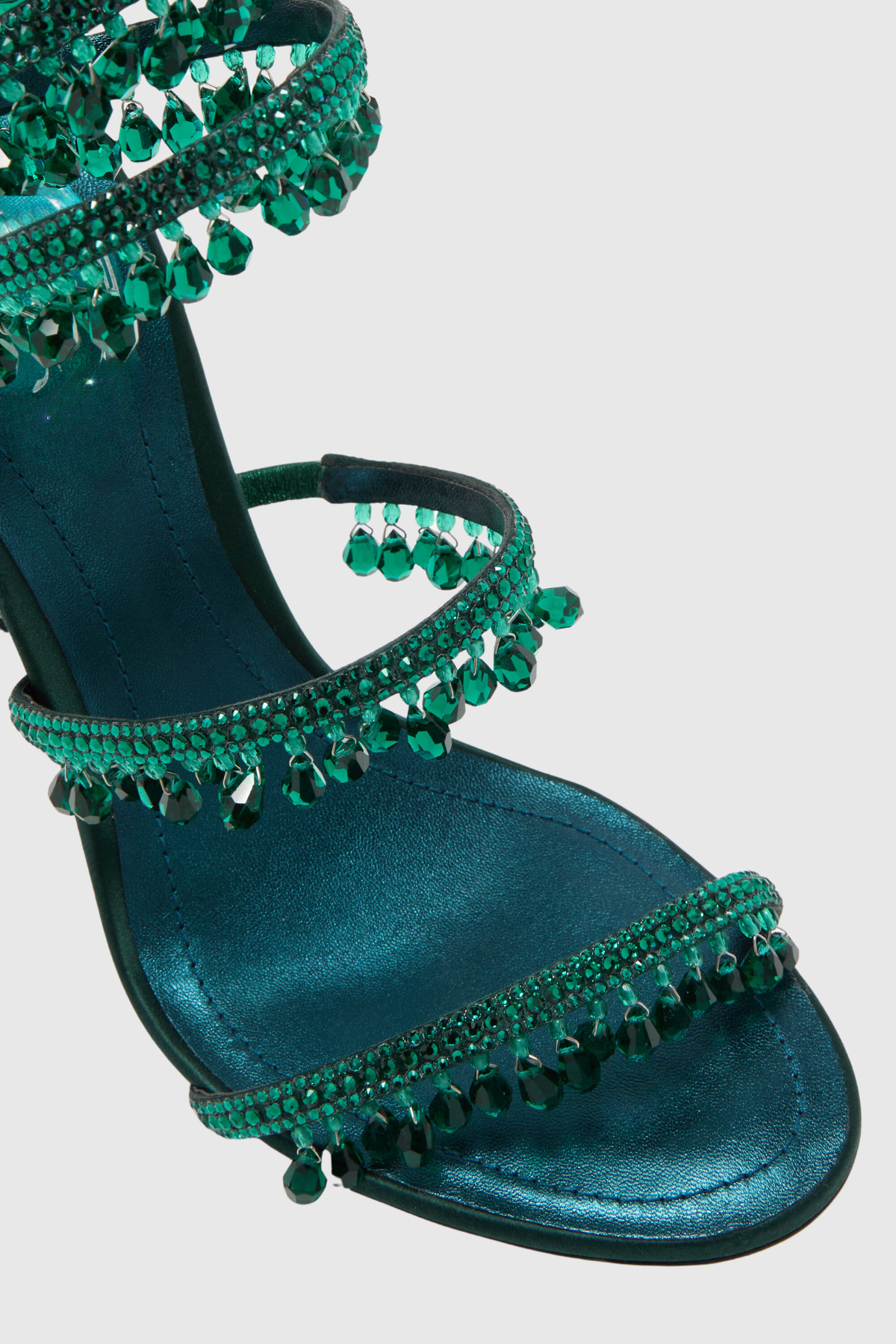 Mistya Rhinestone Ankle Wrap Heel Sandals - Green