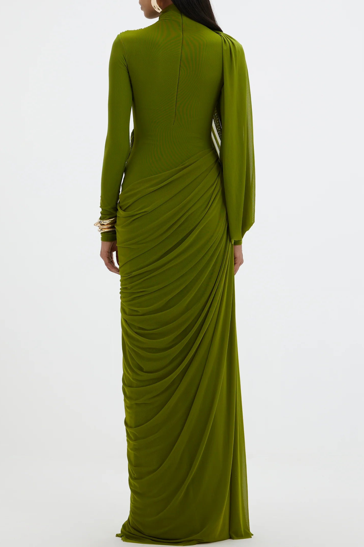 Miyako Asymmetric Ruched Maxi Dress - Green